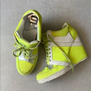 Platform Neon Yellow and White Sneakers size 8.5